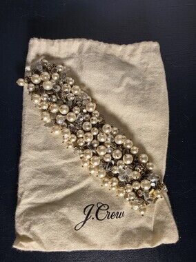 J Crew Pearl & Crystal Cuff Bracelet